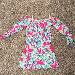 Lilly Pulitzer Pink and Blue Off-Shoulder Dress